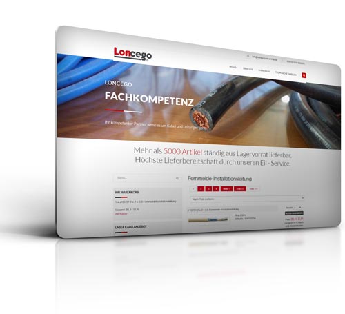 Onlineshop, Webdesign & CMS Loncego Kabelvertrieb